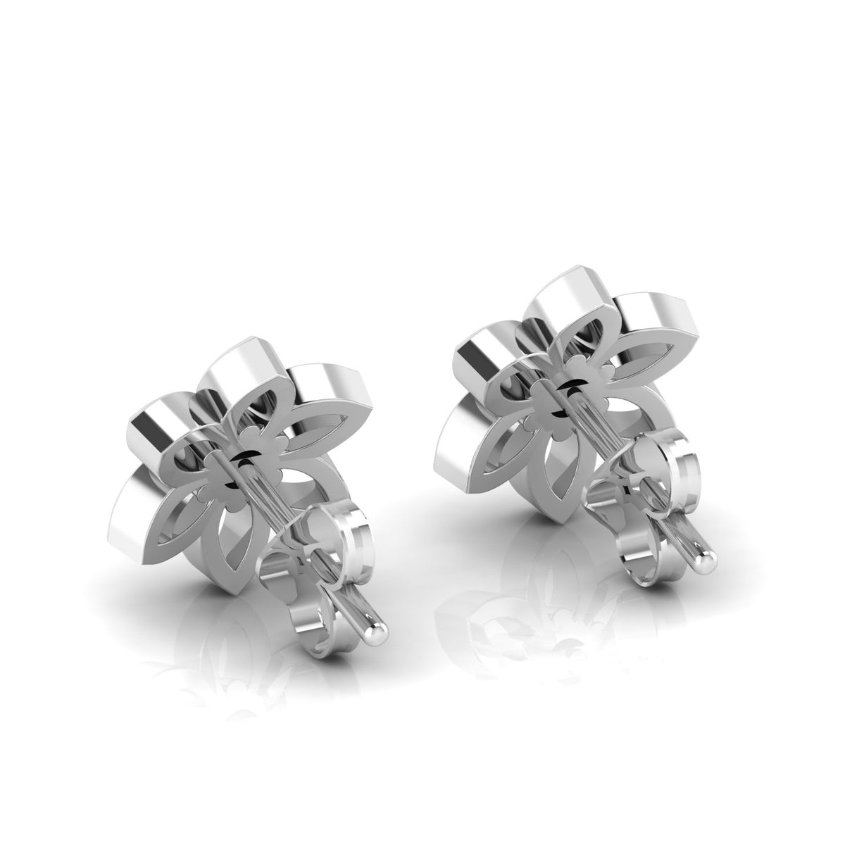 Sterling Silver Floral Studs Ruby Earrings