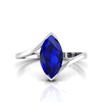 Marquise Cut Lab Created Diamond Bypass Solitaire Sterling Silver Ring