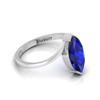 Marquise Cut Lab Created Diamond Bypass Solitaire Sterling Silver Ring