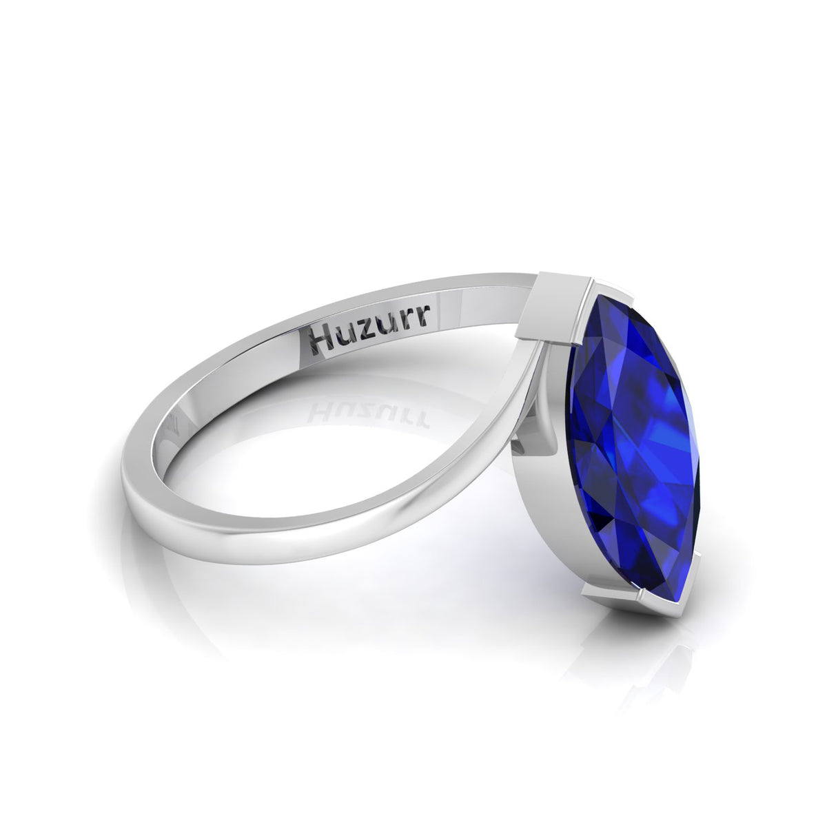 Marquise Cut Lab Created Diamond Bypass Solitaire Sterling Silver Ring