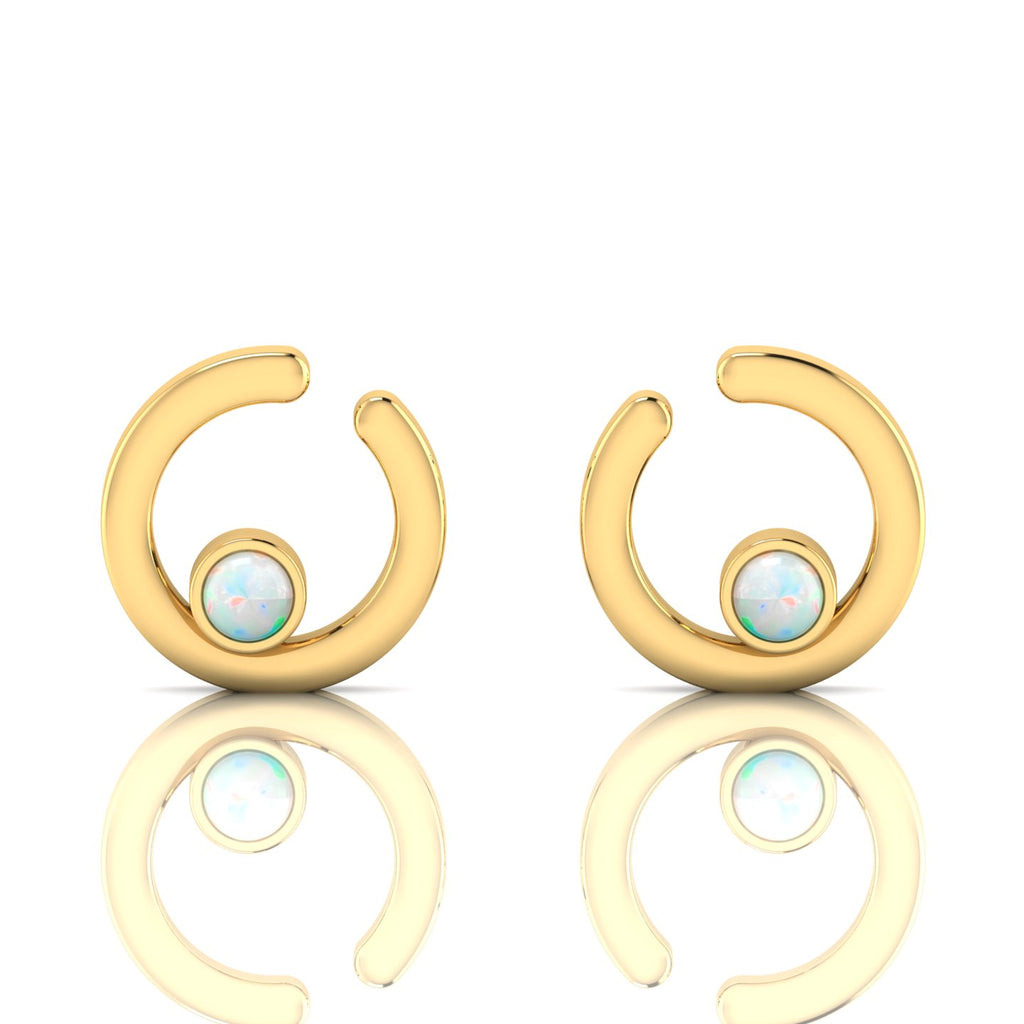 Gold Plated Open Circle Opal Studs Earrings