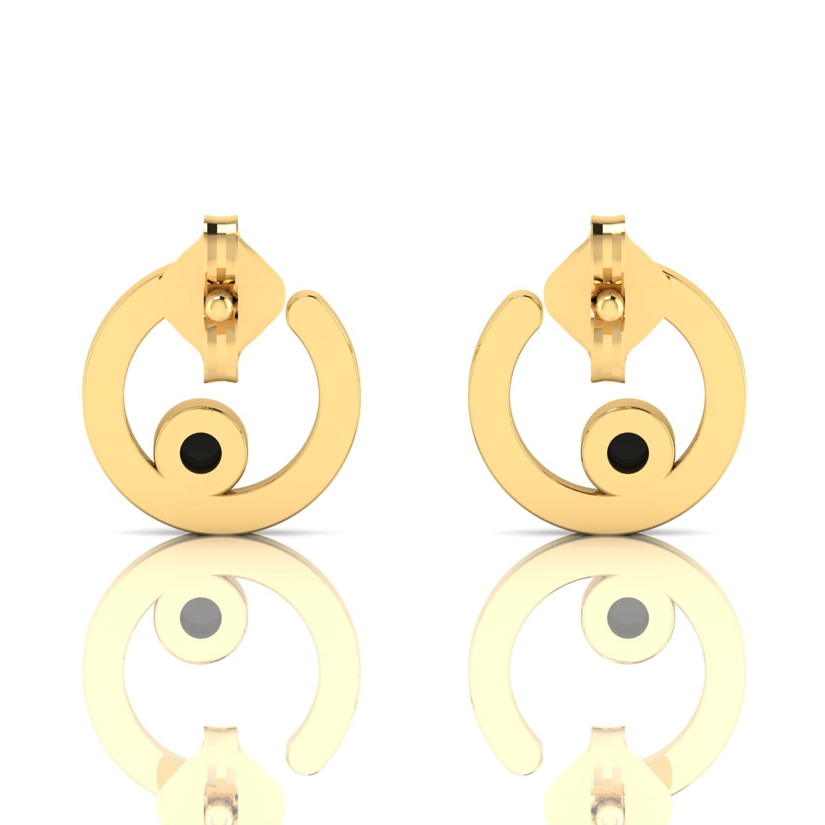 Gold Plated Open Circle Opal Studs Earrings