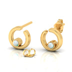 Gold Plated Open Circle Opal Studs Earrings