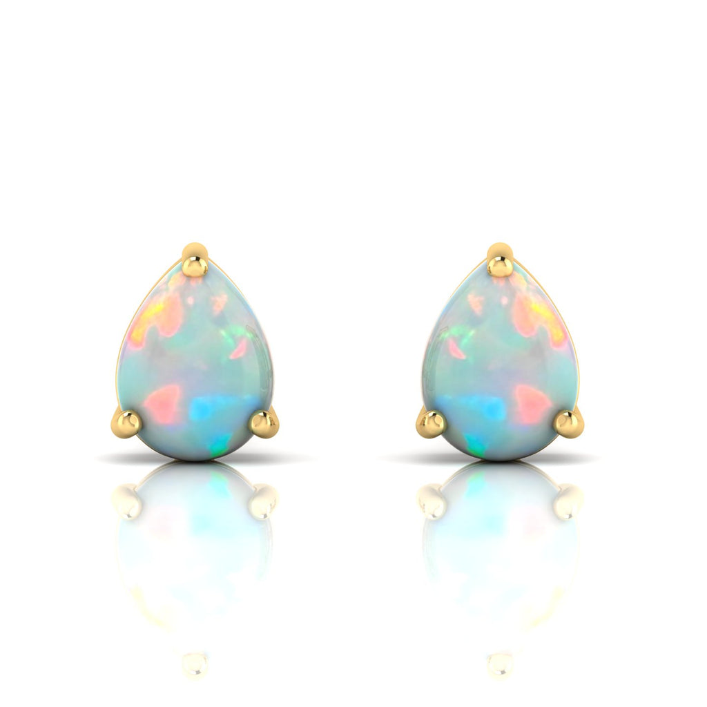 Pear-Cut Opal Stud Gold Plated Earrings
