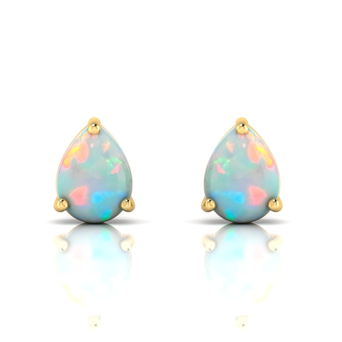 Pear-Cut Opal Stud Gold Plated Earrings