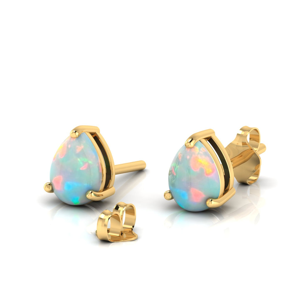 Pear-Cut Opal Stud Gold Plated Earrings