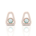 Rose Gold Plated Round Opal Studs Triangular Earrings