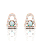 Rose Gold Plated Round Opal Studs Triangular Earrings