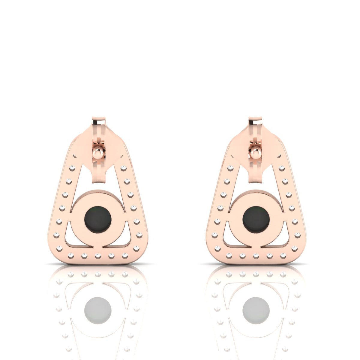 Rose Gold Plated Round Opal Studs Triangular Earrings