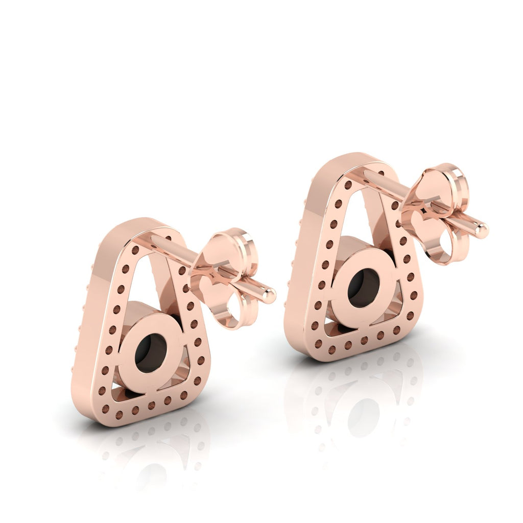 Rose Gold Plated Round Opal Studs Triangular Earrings