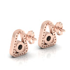 Rose Gold Plated Round Opal Studs Triangular Earrings