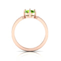 Round-Cut Peridot And Diamond Rose Gold Plated Solitaire Ring