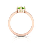 Round-Cut Peridot And Diamond Rose Gold Plated Solitaire Ring