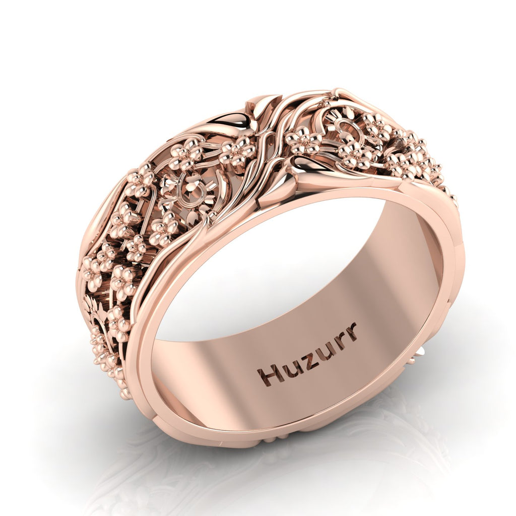 Stylish Flower Rose Gold Plated Band Ring