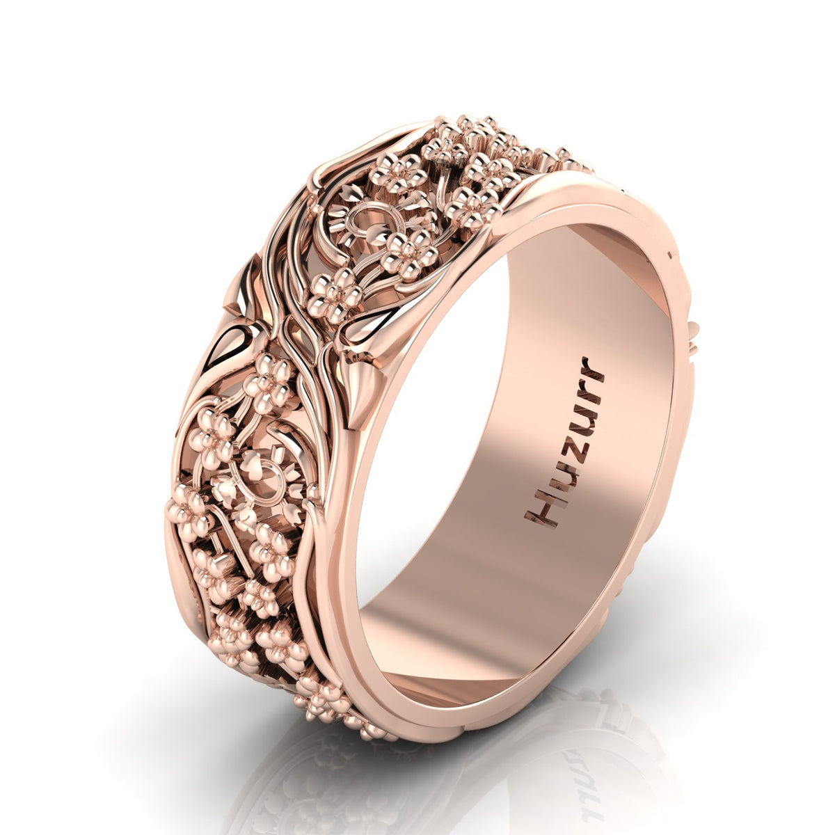 Stylish Flower Rose Gold Plated Band Ring