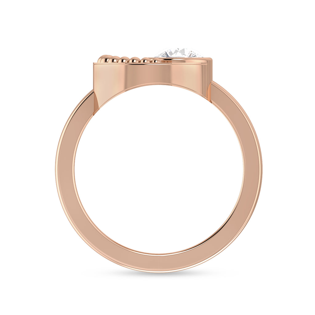 Moon Round Diamond Knot Rose Gold Plated RIng