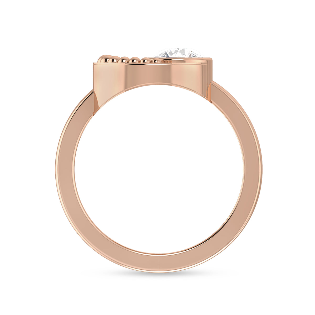 Moon Round Diamond Knot Rose Gold Plated RIng