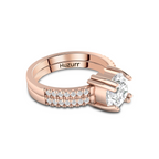 Double Band Round Diamond Rose Gold Plated Ring