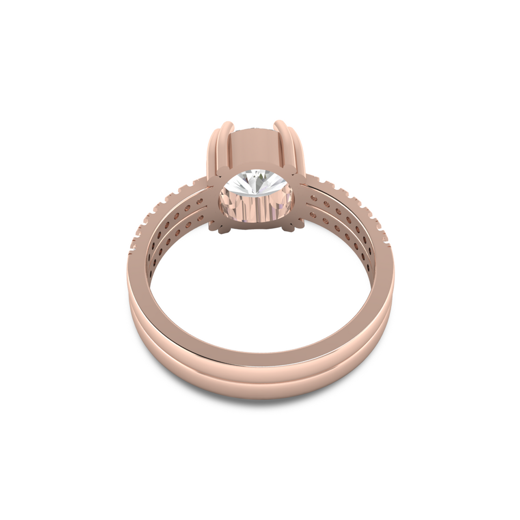 Double Band Round Diamond Rose Gold Plated Ring