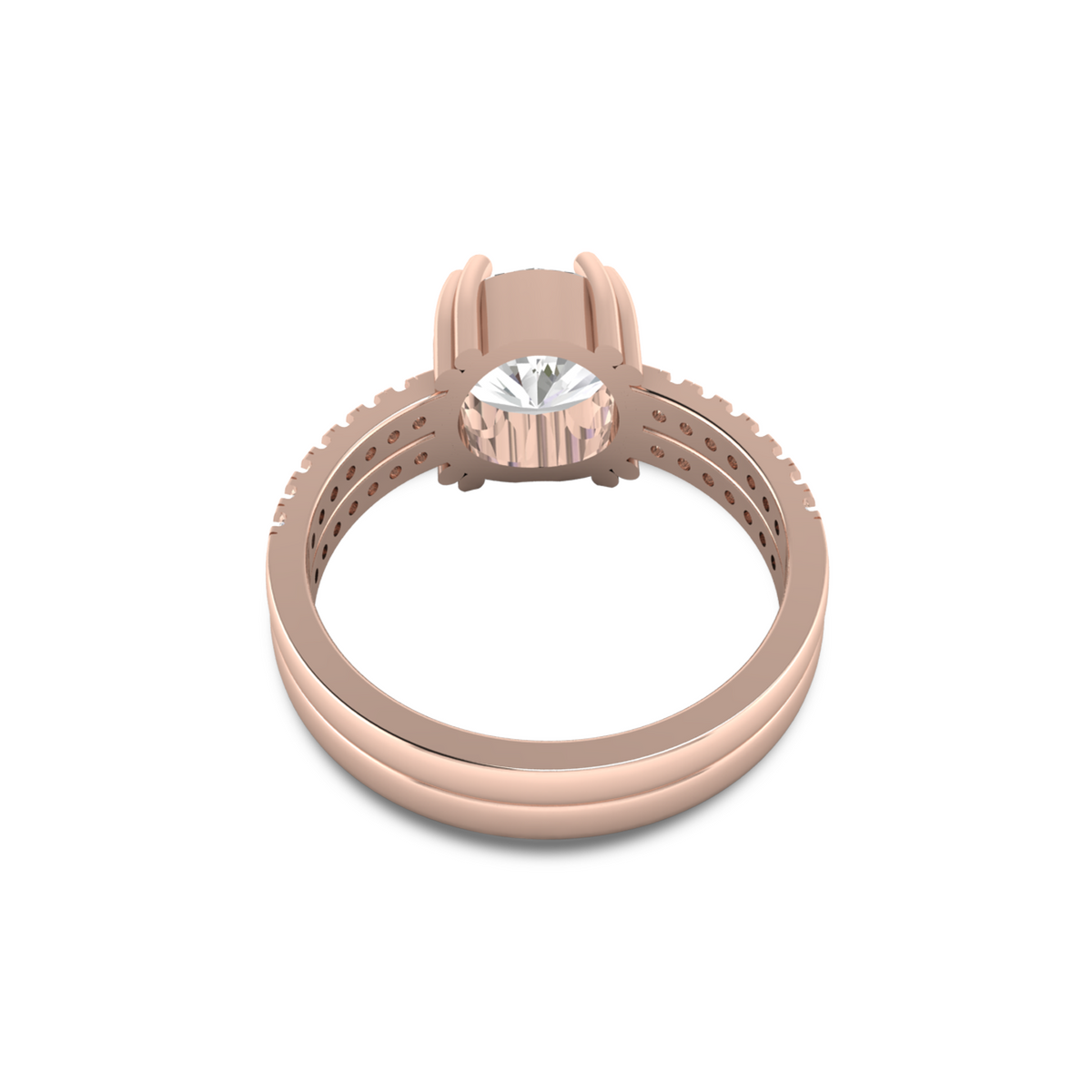 Double Band Round Diamond Rose Gold Plated Ring