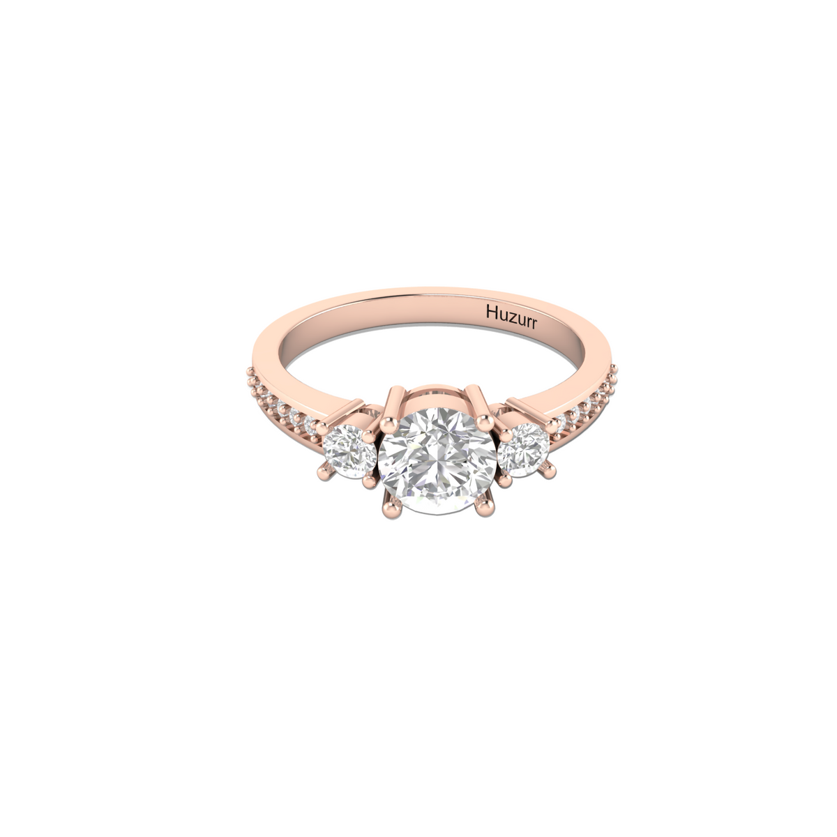Rose Gold Plated Three Stone Vintage Ring
