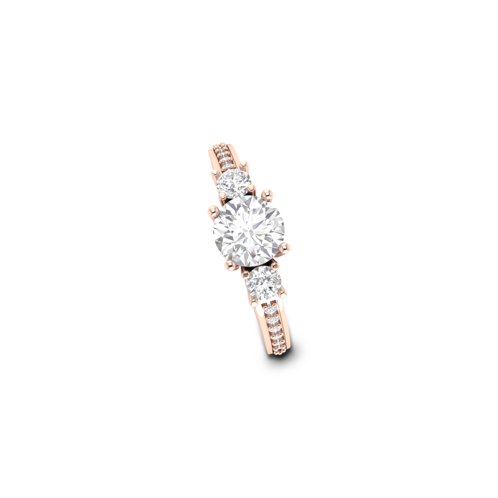 Rose Gold Plated Three Stone Vintage Ring