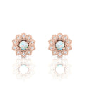 Opal & Diamond Floral Rose Gold Plated Studs Earrings