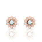 Opal & Diamond Floral Rose Gold Plated Studs Earrings