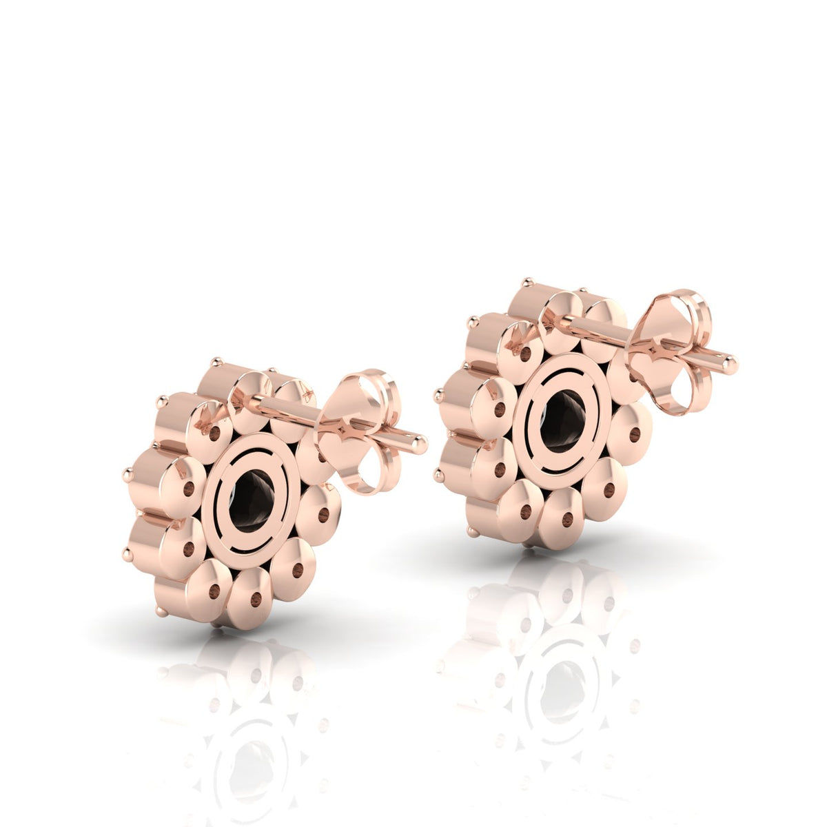 Opal & Diamond Floral Rose Gold Plated Studs Earrings