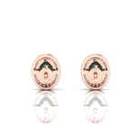 Opal & Diamond Oval Rose Gold Plated Halo Stud Earrings