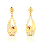 Round Ruby Gold Plated Dangle Drop Earrings