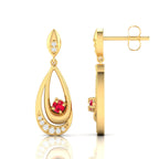 Round Ruby Gold Plated Dangle Drop Earrings