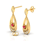 Round Ruby Gold Plated Dangle Drop Earrings