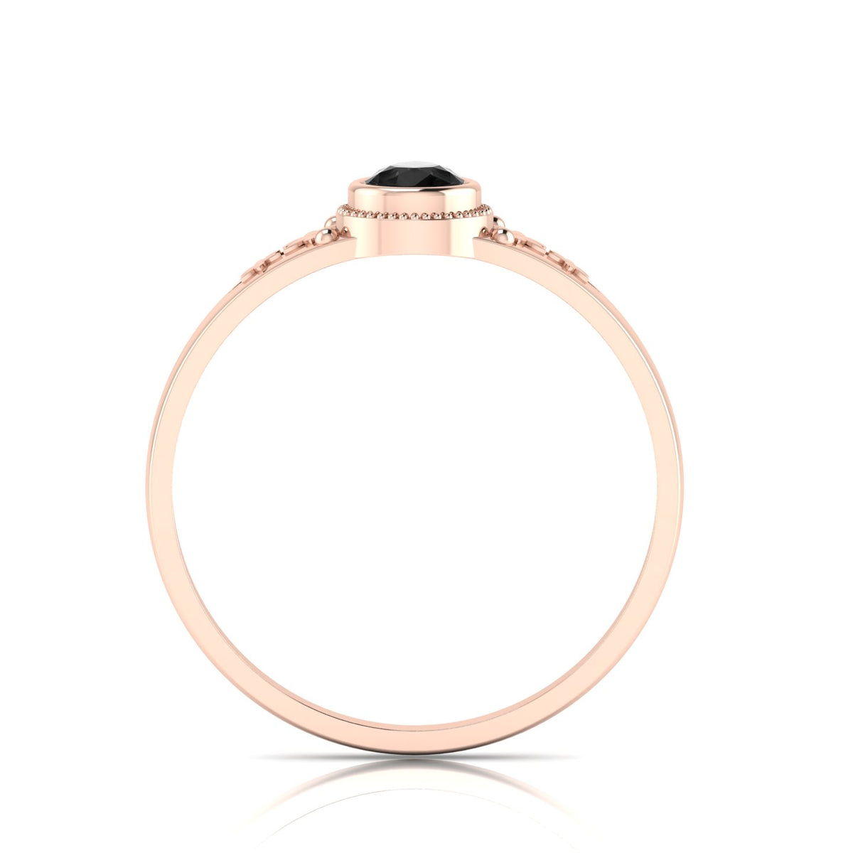 Tear Drop Style Black Diamond Flower Rose Gold Plated Solitaire Ring