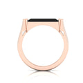 Baguette-Cut Black Diamond Rose Gold Plated Bar Ring
