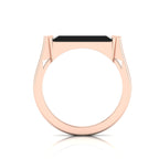 Baguette-Cut Black Diamond Rose Gold Plated Bar Ring