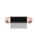 Baguette-Cut Black Diamond Rose Gold Plated Bar Ring