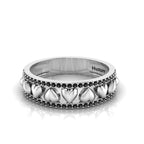 Round-Black Diamond Sterling Silver Heart Band Ring