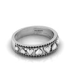 Round-Black Diamond Sterling Silver Heart Band Ring