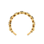 Gold Plated Heart-Style Round Black & White Diamond Adjustable Ring