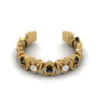 Gold Plated Heart-Style Round Black & White Diamond Adjustable Ring