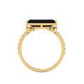 Parallel Split Baguette-Cut Black Diamond Solitaire Gold Plated Ring