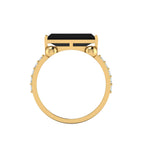 Parallel Split Baguette-Cut Black Diamond Solitaire Gold Plated Ring