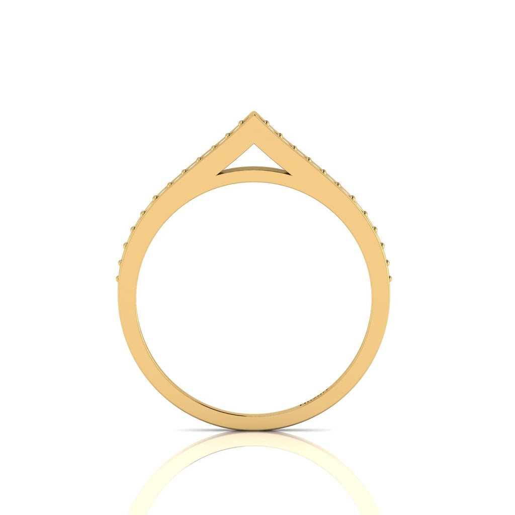 Round Black Diamond Stackable Solitaire Gold Plated V-Shaped Ring