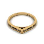 Round Black Diamond Stackable Solitaire Gold Plated V-Shaped Ring