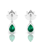 Sterling Silver Emerald Leaf Tear Drops Earrings