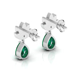 Sterling Silver Emerald Leaf Tear Drops Earrings