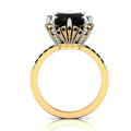 Oval Black Diamond Gold Plated Two Tone Solitaire Ring