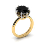 Oval Black Diamond Gold Plated Two Tone Solitaire Ring