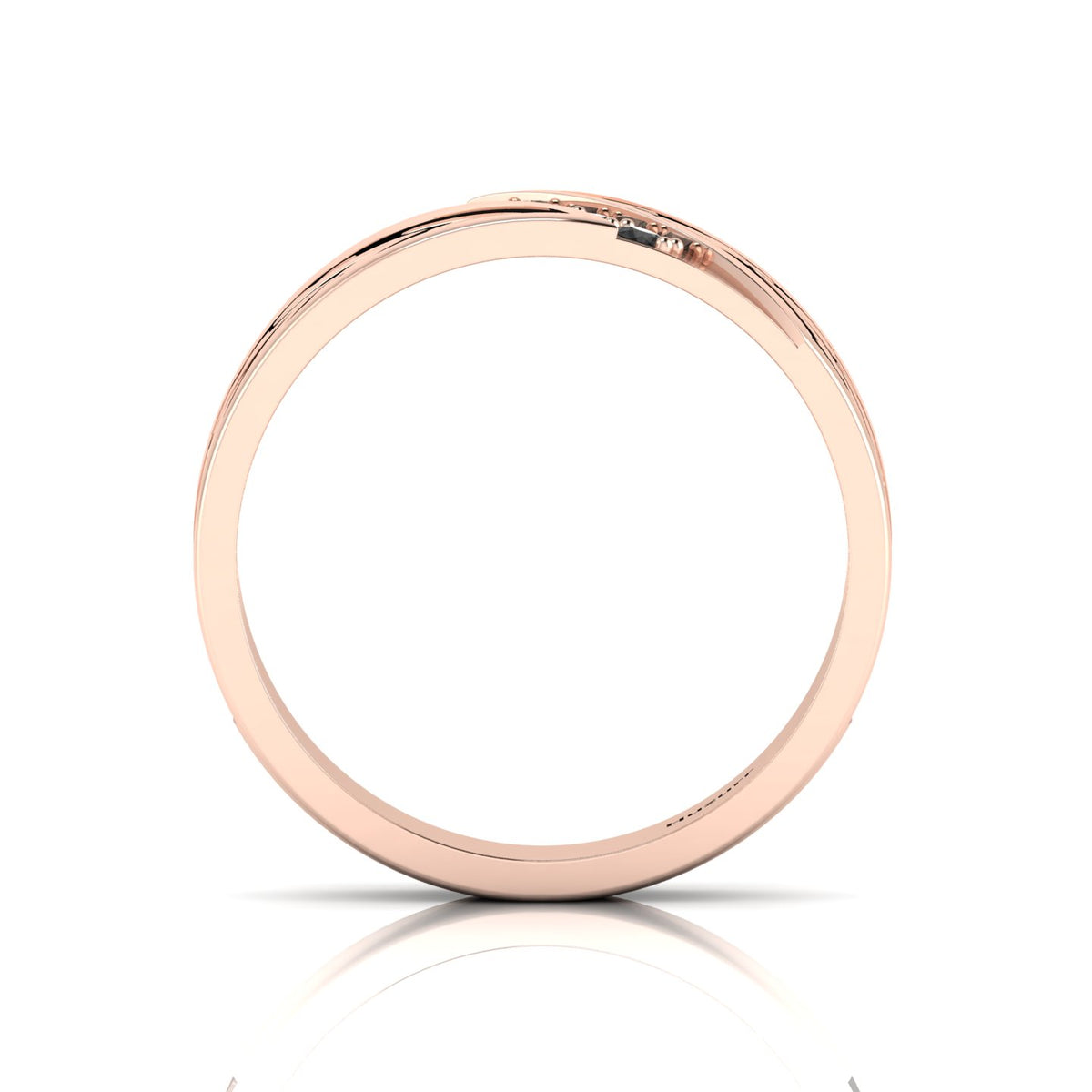 Black Diamond 5 Stone Rose Gold Plated Black Enamel Band Ring